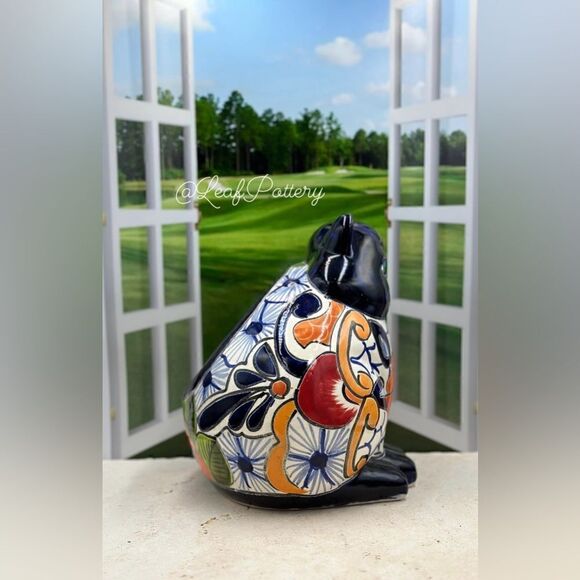 Meow Pablo Talavera Handmade Multi Colored Ceramic Planter Pot - Picture 3 of 8